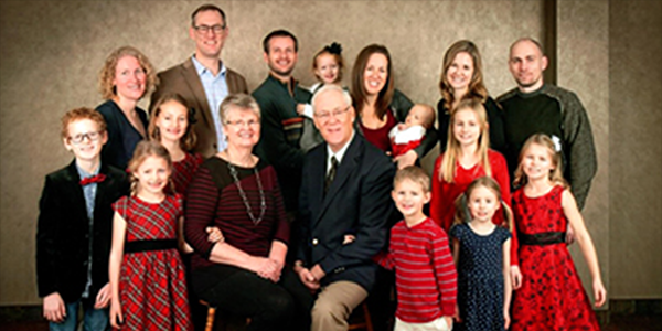 Paul and Margaret Harrington with the whole family